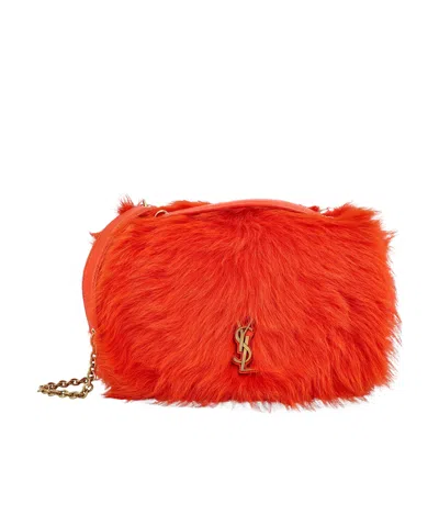 Saint Laurent Plush Shoulder Bag In Red