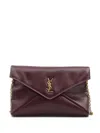 Saint Laurent Cassandre Chain Pouch In Shiny Leather In Red