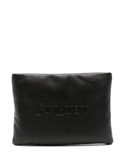 Saint Laurent Large Puffy Pouch Clutch Bag In Black