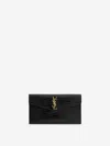Saint Laurent Uptown Medium Ysl Monogram Croc-embossed Pouch Bag In Black