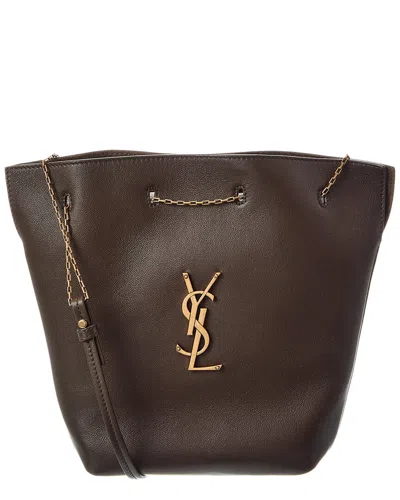 Saint Laurent Pochon Leather Crossbody In Brown