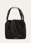 Saint Laurent Pochon Mini Top-handle Bag In Satin Silk In Nero
