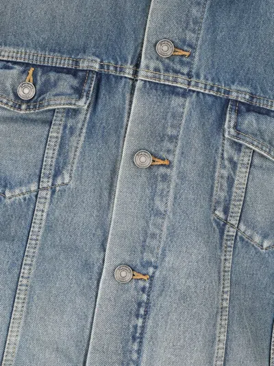 Saint Laurent Denim Jacket Collared Design Front Pockets In Blue