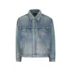Saint Laurent Denim Jacket Collared Design Front Pockets In Blue