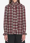 Saint Laurent Poet Blouse In Plaid Silk