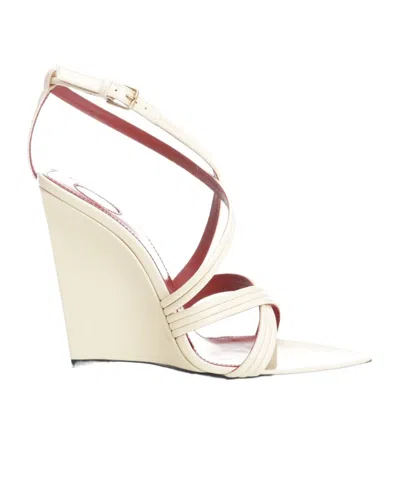 Saint Laurent Pointed High-heeled Sandals In White
