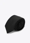 Saint Laurent Pointed-tip Silk Tie In Black