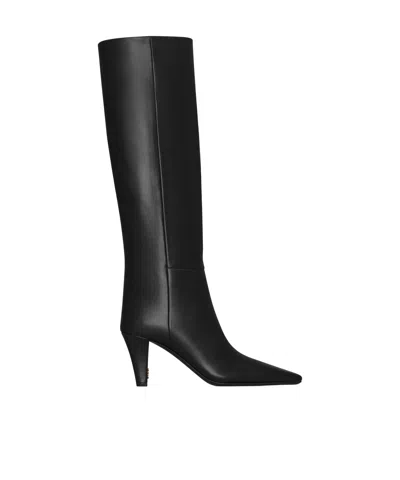 Saint Laurent Pointed Toe Boots In Black