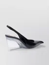 Saint Laurent Pointed Toe Glazed Leather Wedges With Transparent Heel