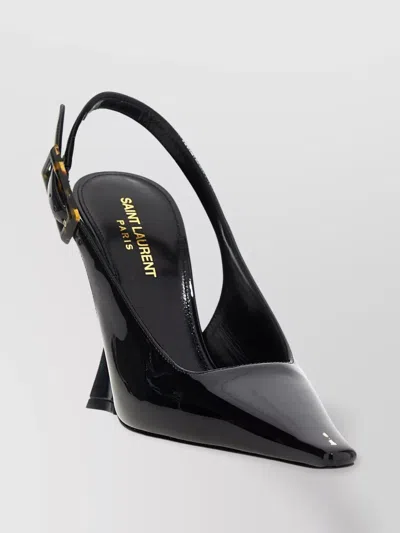Saint Laurent Lee Patent Leather Slingback Pumps In Black