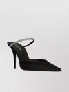 Saint Laurent Barbara Crystal-embellished Satin Mule Pumps