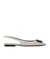 Saint Laurent Pointed-toe Slingback Ballerina Shoes In White