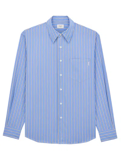 Saint Laurent Pointed-collar Cotton Shirt With Front Button Closure And Chest Patch Pocket In Yellow