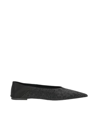 Saint Laurent Pointed-toe Ballet Flats Embellished With Rhinestones In Black