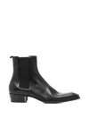 Saint Laurent Leather Chelsea Stanton Ankle Boots Low Heel In Black