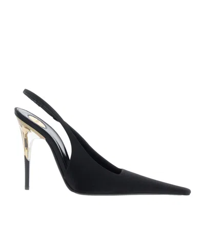 Saint Laurent Pointed-toe High-heeled Sandals In Black