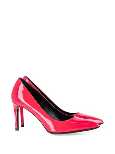 Pre-owned Saint Laurent Pointed-toe Patent-leather Pumps In Pink