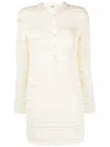 Saint Laurent Pointelle-knit Detail Dress In White