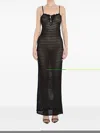 Saint Laurent Pointelle Knit Sleeveless Maxi Dress In Black