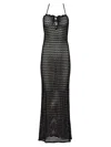 Saint Laurent Pointelle Knit Sleeveless Maxi Dress