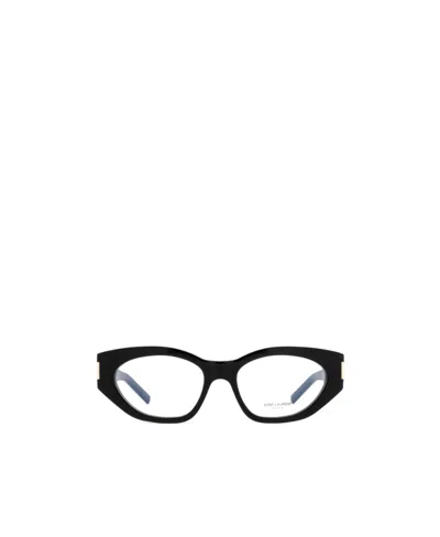 Saint Laurent Polished-effect Cat-eye Glasses In Black