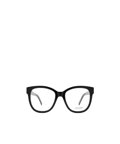 Saint Laurent Polished-effect Oversize-frame Glasses In Black