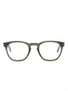 Saint Laurent Polished-effect Round-frame Glasses In Green