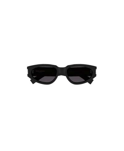 Saint Laurent Polished Oval-frame Sunglasses In Black