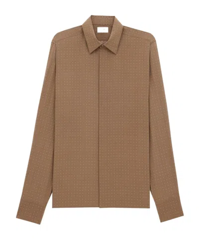 Saint Laurent Polka Dot Crepe De Chine Shirt In Military Green