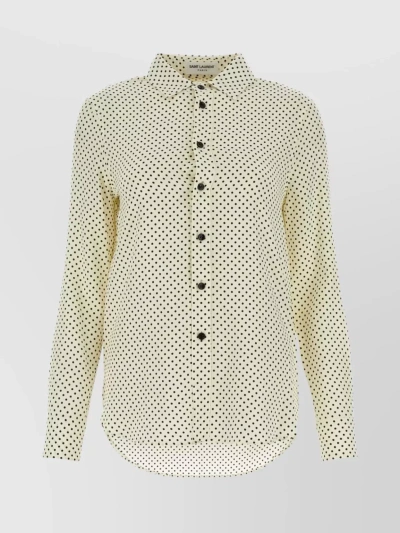 Saint Laurent Polka Dot Crepe Shirt With Cuff Buttons In Black