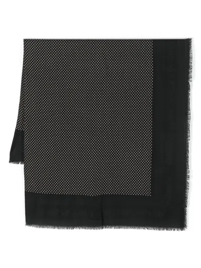 Saint Laurent Polka-dot Jacquard Scarf In Schwarz