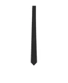 Saint Laurent Striped Wide Tie In Silk Jacquard In Black