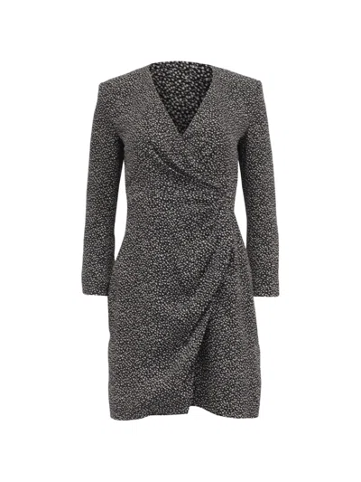 Pre-owned Saint Laurent Polka-dot Long-sleeve Dress In Black