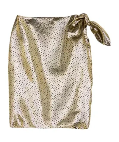 Saint Laurent Polka Dot Midi Skirt In Brown