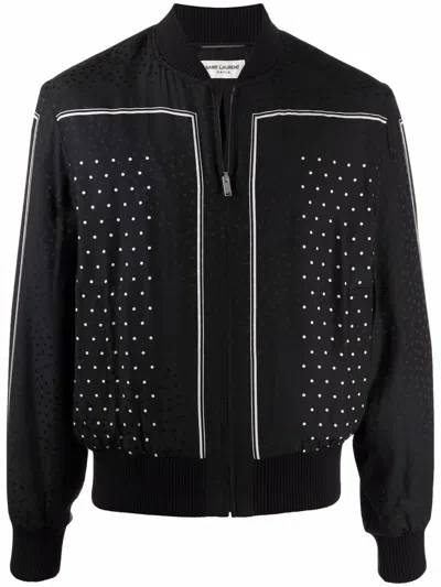 Saint Laurent Black Monogram Teddy Bomber Jacket
