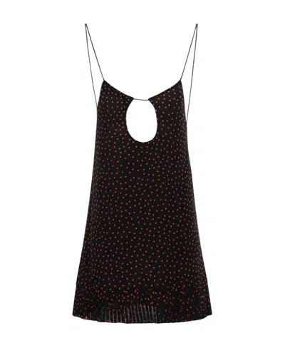 Saint Laurent Polka-dot Print Cut-out Detail Mini Dress In Black