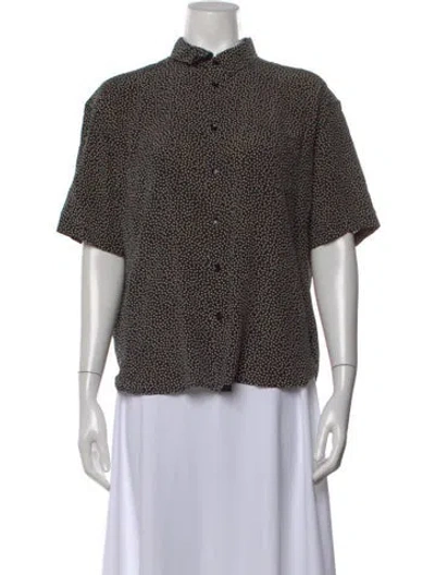 Pre-owned Saint Laurent Polka Dot Print Short Sleeve Top In Black