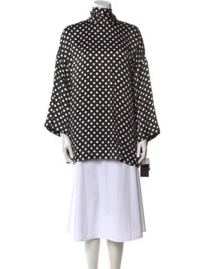 Pre-owned Saint Laurent Polka Dot Print Turtleneck Tunic In Black