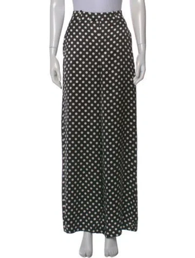 Pre-owned Saint Laurent Polka Dot Print Wide Leg Pants In Brown