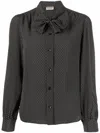 Saint Laurent Silk Shirt W/ Tie In Black