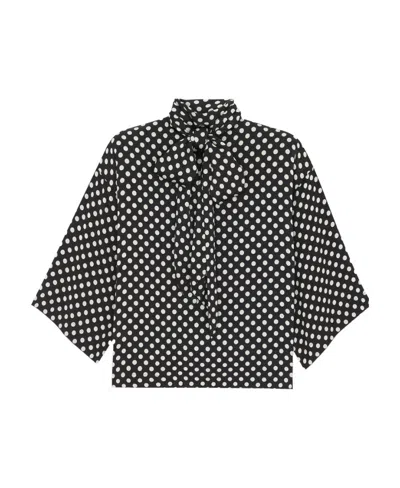 SAINT LAURENT SAINT LAURENT POLKA DOTS PRINTED WIDE-SLEEVED BLOUSE