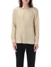 Saint Laurent Polka-dot Silk Shirt In Crema