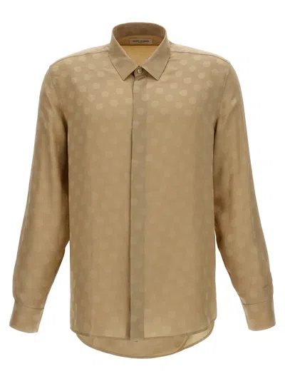 Saint Laurent Polka Dot Shirt Shirt, Blouse Beige In Neutrals