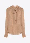 Saint Laurent Beige Polka Dot Blouse In Silk Blend Women In Beige