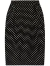 Saint Laurent Pencil Skirt In Polka Dot In Black