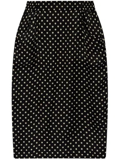 SAINT LAURENT POLKA-DOT SILK MIDI SKIRT
