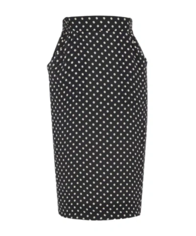 Saint Laurent Polka-dot Silk Skirt In Green
