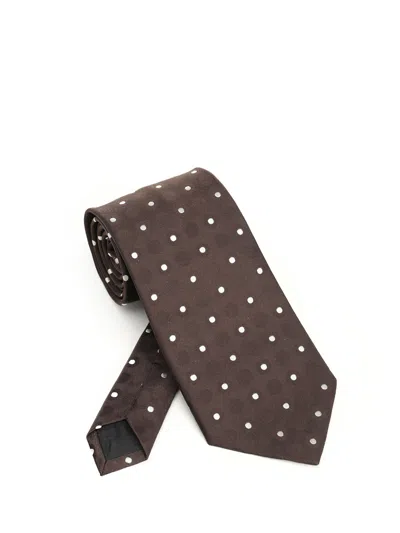 Saint Laurent Polka Dot Silk Tie Ties And Bow Ties Brown In Pattern