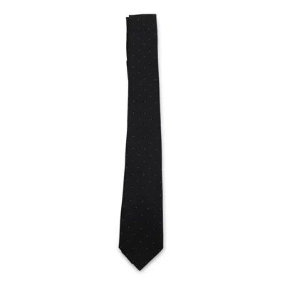 Saint Laurent Polka-dot Tie In Black