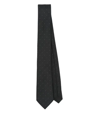 Saint Laurent Polka-dot Tie In Black